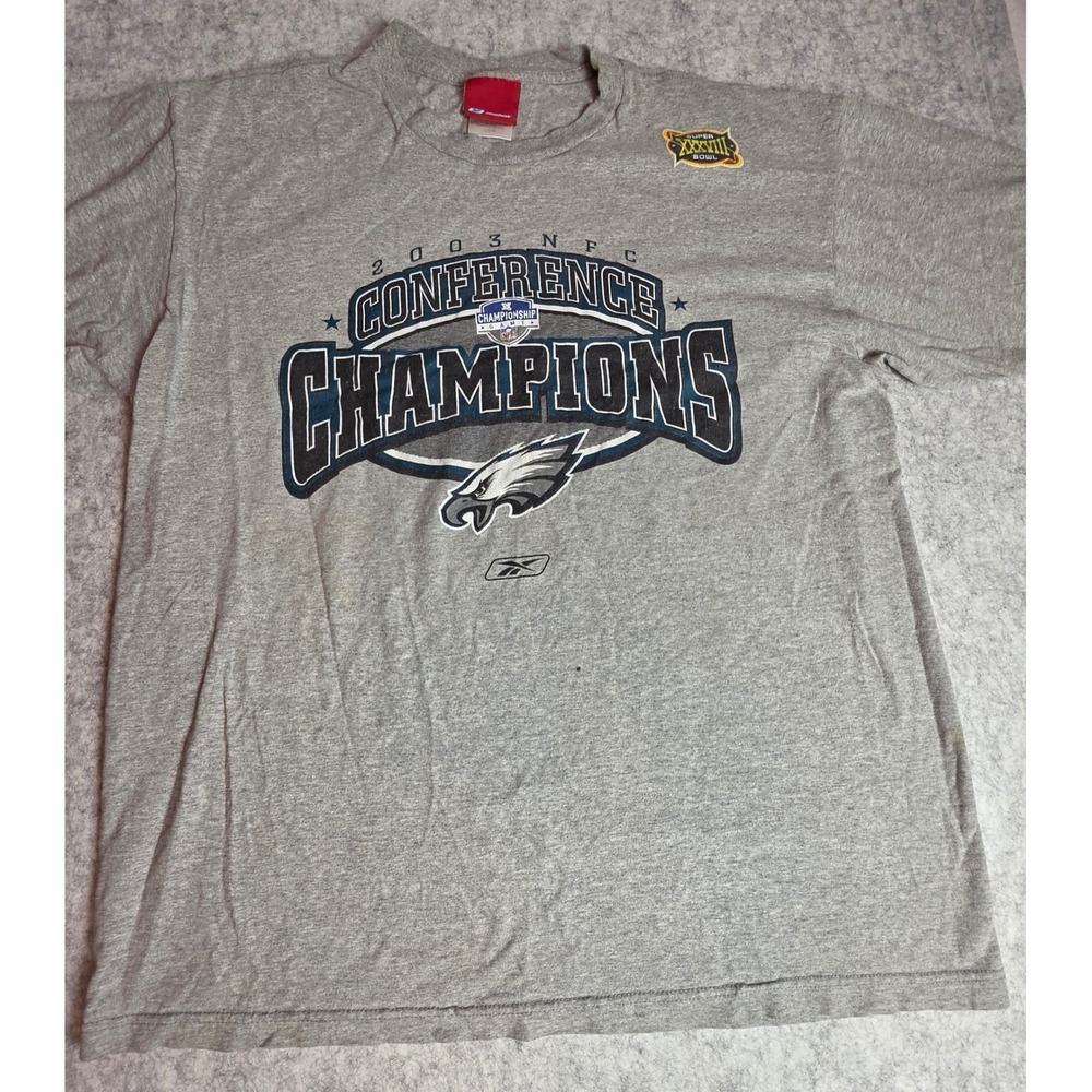 Vintage Reebok Philadelphia Eagles 2003 NFC Champions Shirt Heather Gray Large